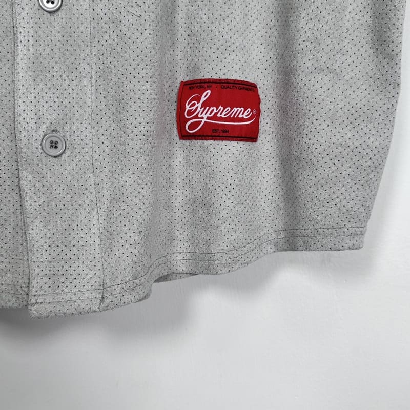 Camiseta Supreme Ultrasuede Mesh Baseball Cinza - HYPER LIST