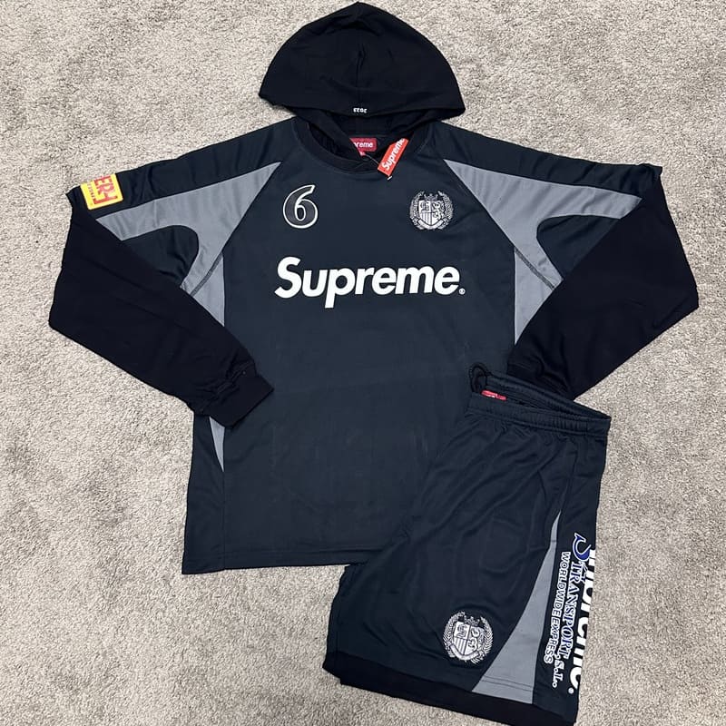 Conjunto Supreme Hooded Soccer Preto - HYPER LIST
