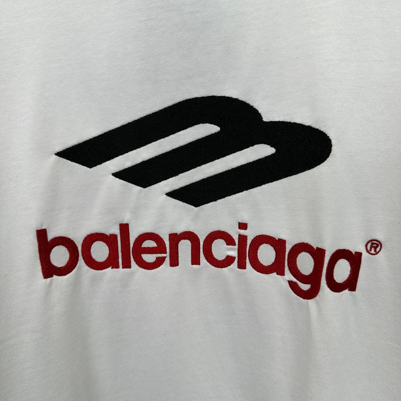 Balenciaga Logo Embroidered White T-Shirt