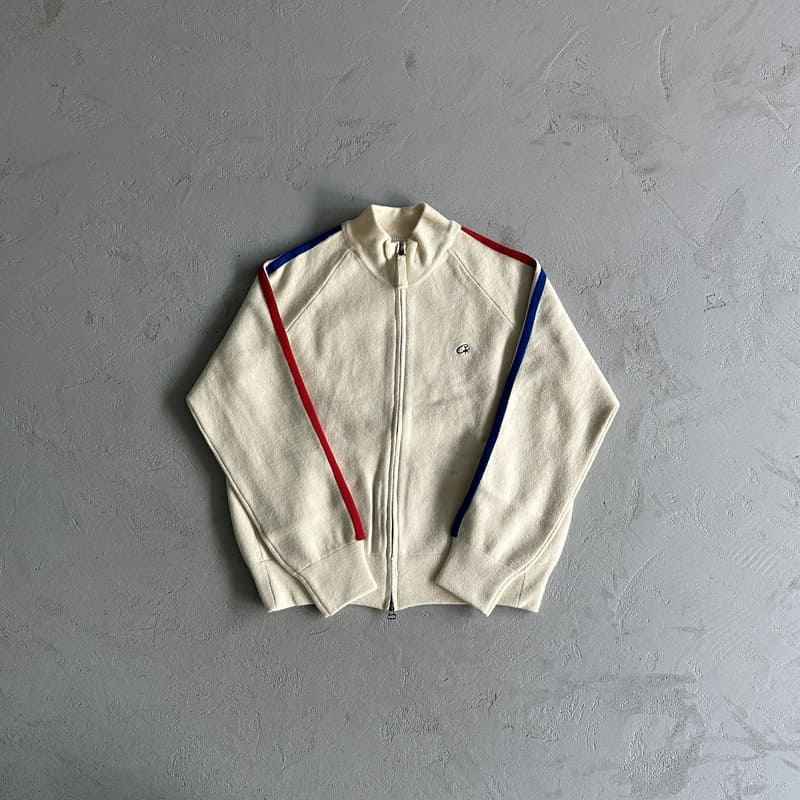 Jaqueta Corteiz Knit Zip Up Fleece Cream - HYPER LIST