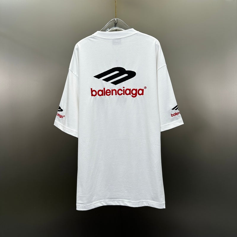 Balenciaga Logo Embroidered White T-Shirt