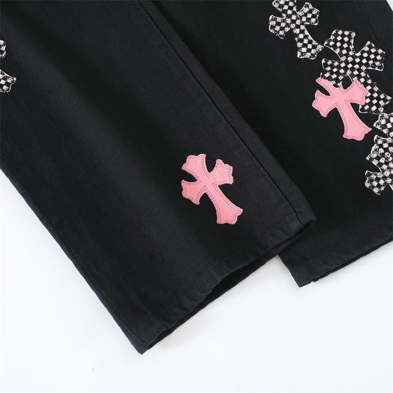 Calça Chrome Hearts Jeans Cross Patch Fleurknee - HYPER LIST