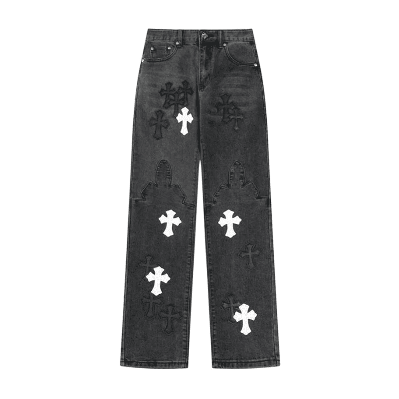 Calça Chrome Hearts Jeans Cross Patches Black - HYPER LIST