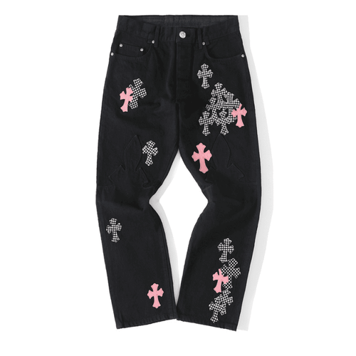 Calça Chrome Hearts Jeans Cross Patch Fleurknee - HYPER LIST