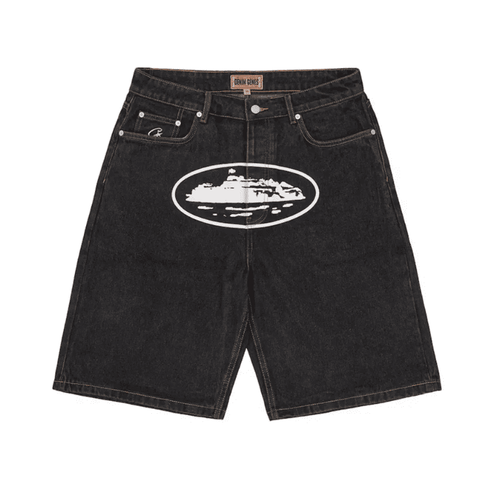 Shorts Corteiz Alcatraz Denim Washed Black - HYPER LIST