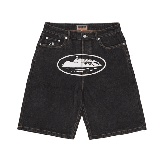 Shorts Corteiz Alcatraz Denim Washed Black - HYPER LIST