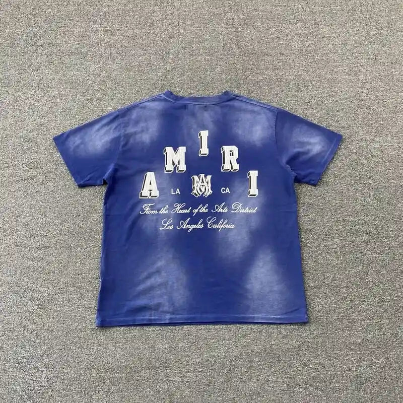 Livraison rapide – T-shirt bleu universitaire vintage Amiri