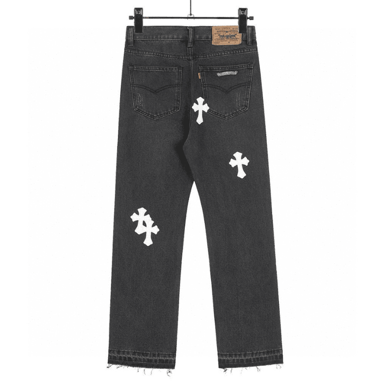 Calça Chrome Hearts Jeans Cross Patches Black White - HYPER LIST