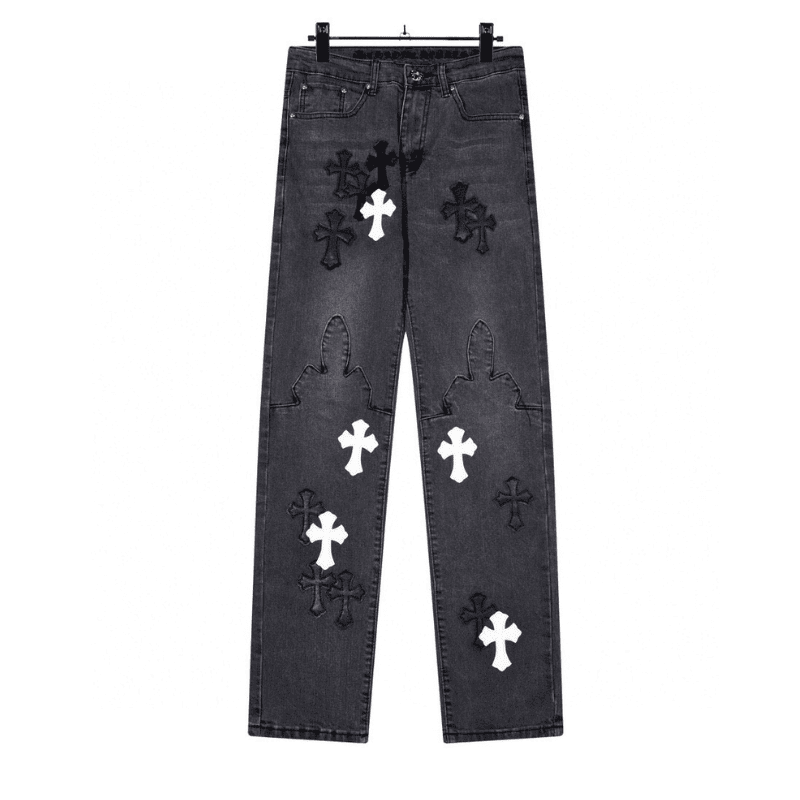 Calça Chrome Hearts Jeans Cross Patches Black - HYPER LIST