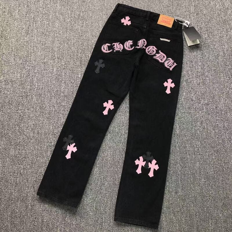 Calça Jeans Chrome Hearts Cross Pink - HYPER LIST