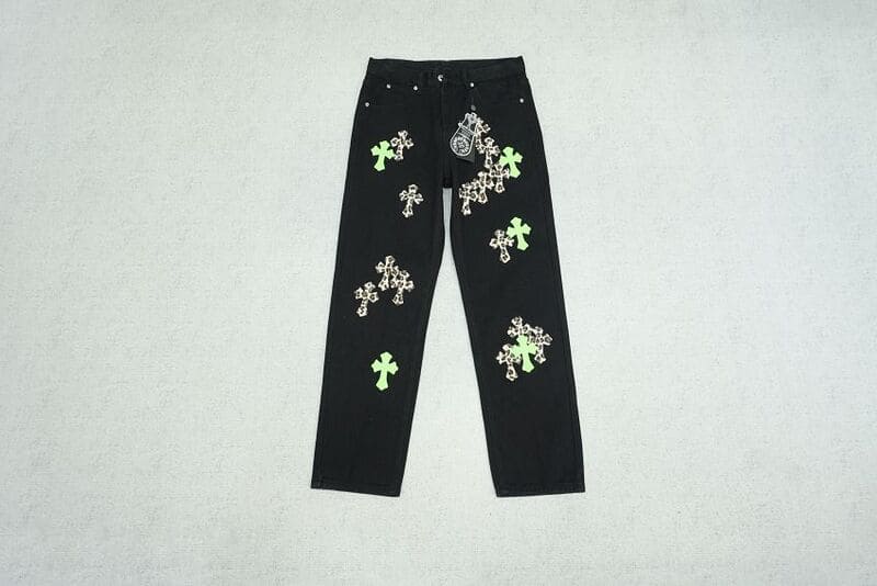 Calça Jeans Chrome Hearts Green & Leopard Cross - HYPER LIST