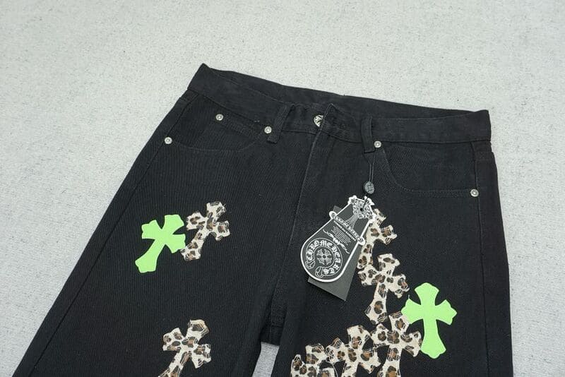 Calça Jeans Chrome Hearts Green & Leopard Cross - HYPER LIST
