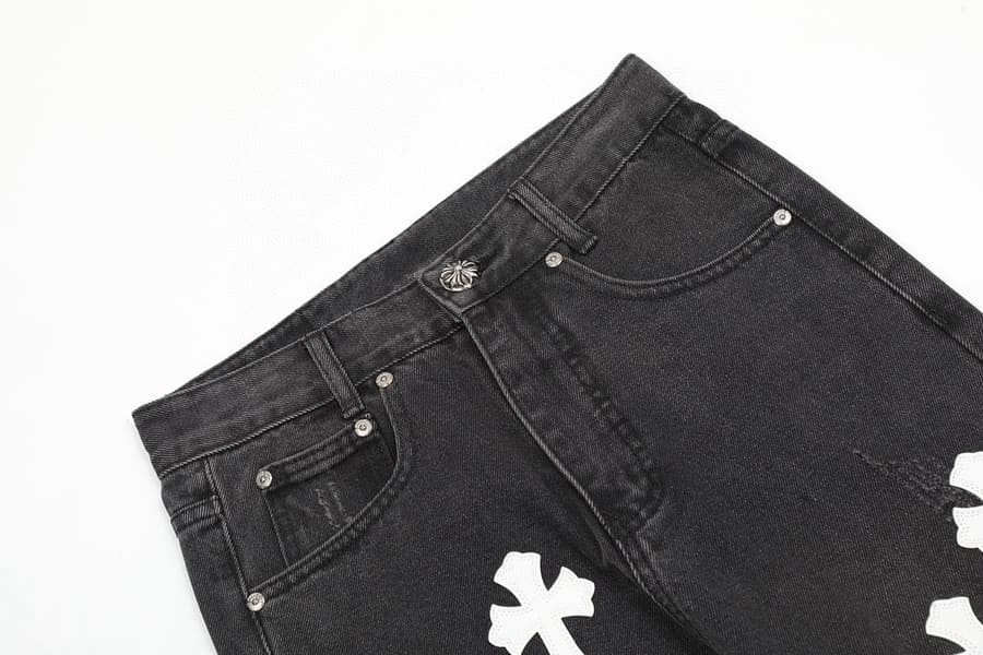 Calça Chrome Hearts Jeans Cross Patches Black White - HYPER LIST