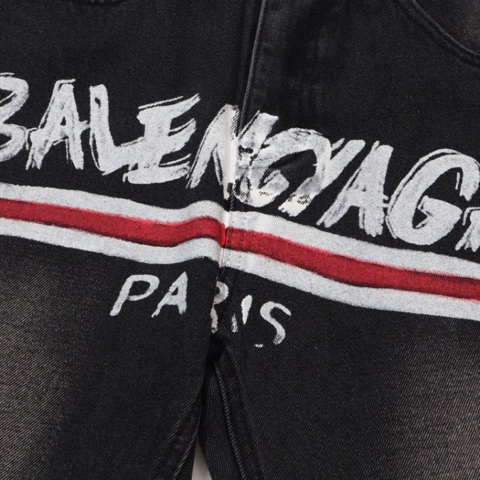Jeans Balenciaga Paris Black Graphic Logo