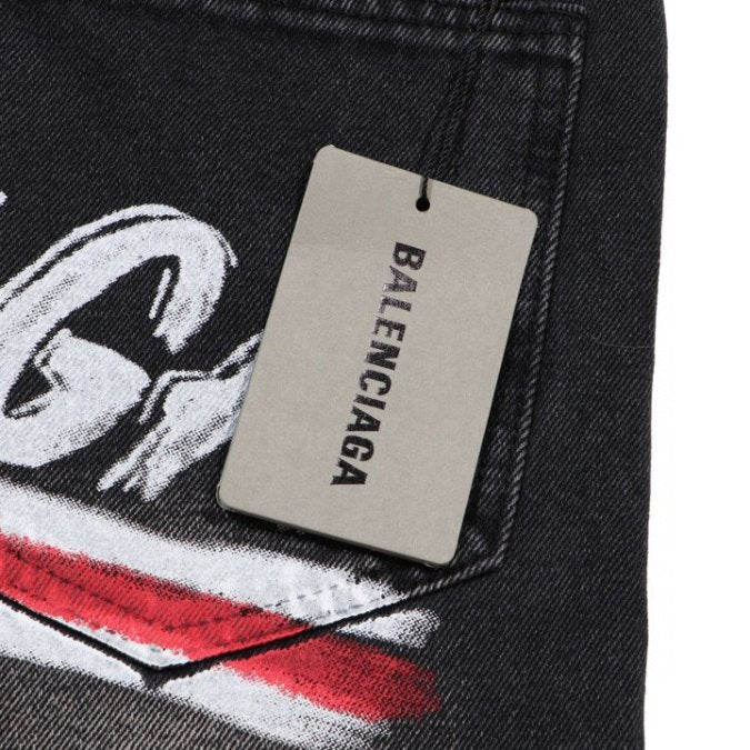 Jeans Balenciaga Paris Black Graphic Logo