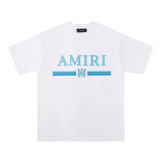 Camiseta Amiri Bar Logo Branca/Azul - HYPER LIST