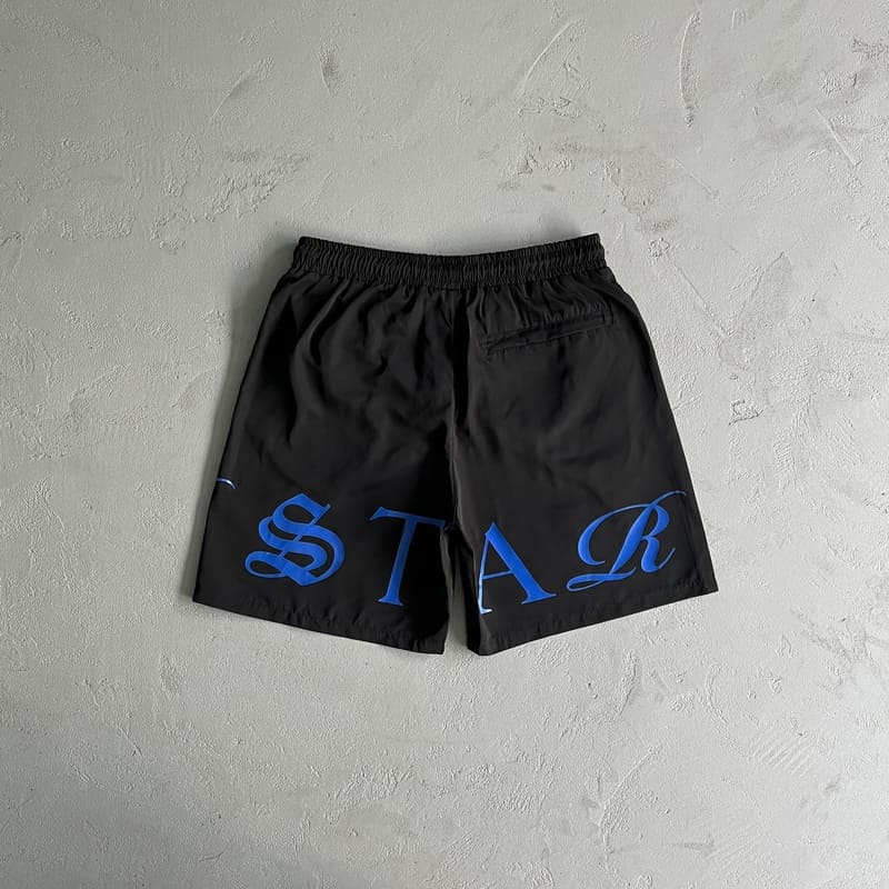 Shorts Trapstar Script Swimming Black/Dazzling Blue - HYPER LIST