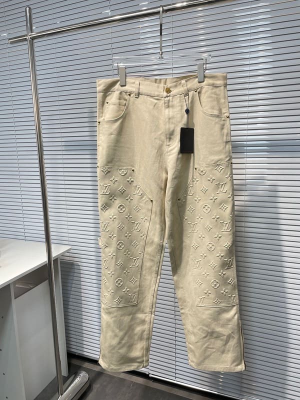 Calça Louis Vuitton Monogram Workwear Carpenter Cream - HYPER LIST