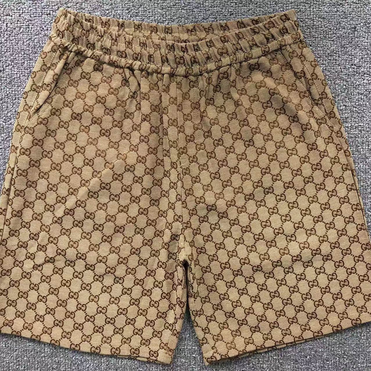 Gucci Webbing-Trimmed Brown Short Set