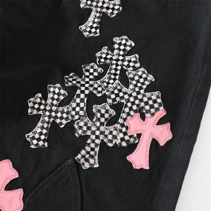 Calça Chrome Hearts Jeans Cross Patch Fleurknee - HYPER LIST
