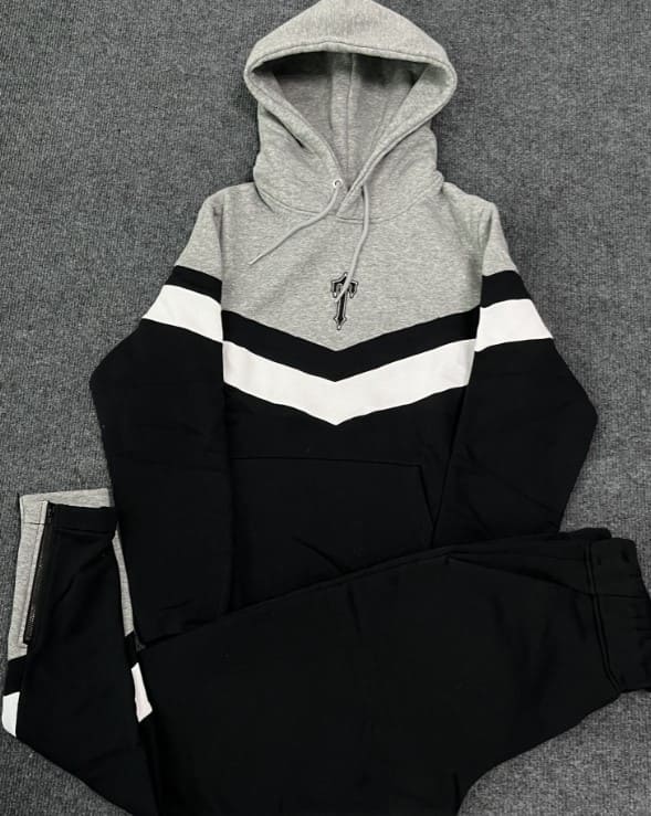 Conjunto Trapstar V Stripe Hoodie Tracksuit Black - HYPER LIST