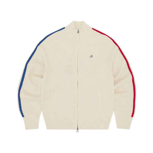Jaqueta Corteiz Knit Zip Up Fleece Cream - HYPER LIST