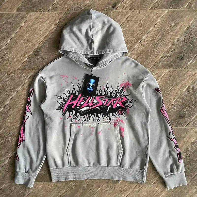 Moletom Hellstar Future Flame Grey/Pink - HYPER LIST