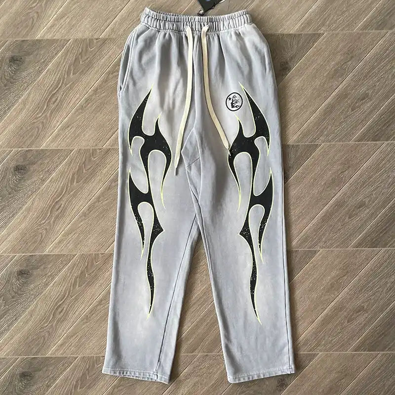 Calça Hellstar Grey Future Flame Grey/Green - HYPER LIST