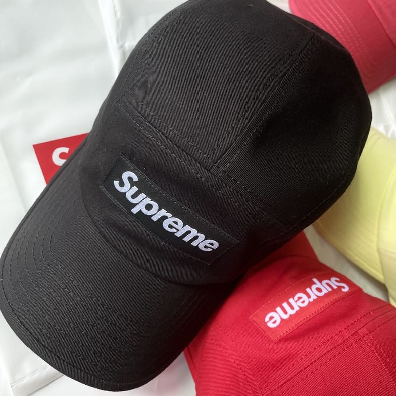 Boné Supreme Washed Chino Twill Camp Black - HYPER LIST