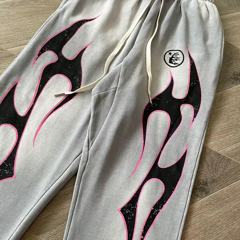 Hellstar Gray Future Flame Sweatpants
