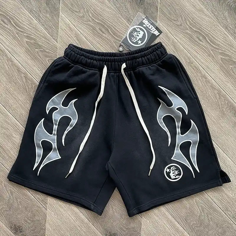 Hellstar Flame Shorts Black - HYPER LIST