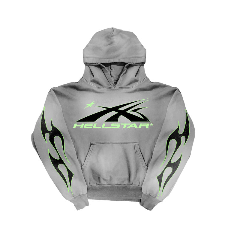Moletom Hellstar Logo Flame Grey/Green - HYPER LIST