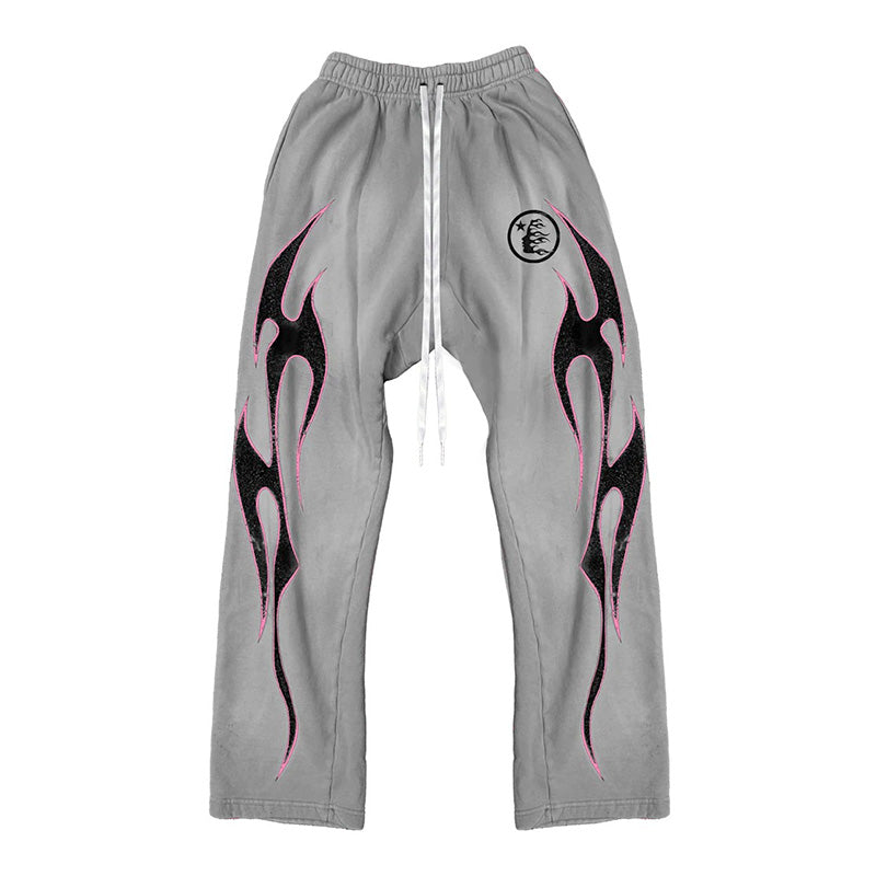 Calça Hellstar Grey Future Flame Sweatpants - HYPER LIST