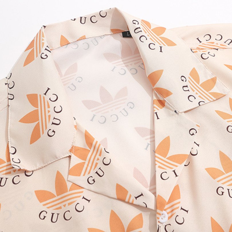 Set Gucci x Adidas Trefoil Beige Shirt and Shorts GC030