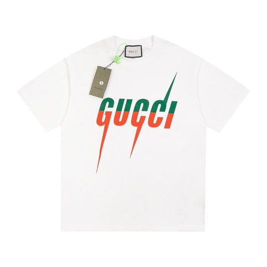 T-shirt Gucci Rouge Dégradé Logo Blanc GC040