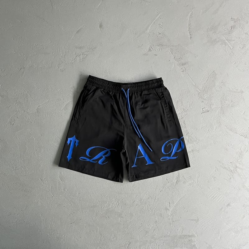 Shorts Trapstar Script Swimming Black/Dazzling Blue - HYPER LIST