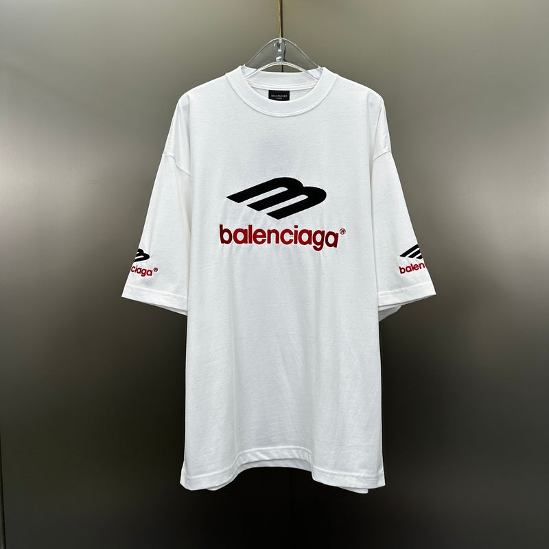 Balenciaga Logo Embroidered White T-Shirt