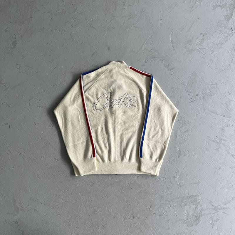 Jaqueta Corteiz Knit Zip Up Fleece Cream - HYPER LIST