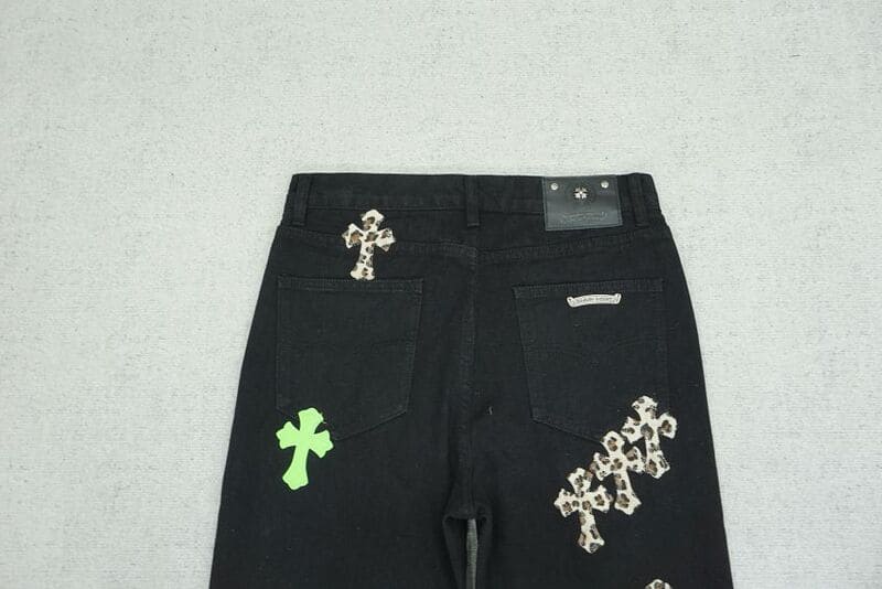 Calça Jeans Chrome Hearts Green & Leopard Cross - HYPER LIST