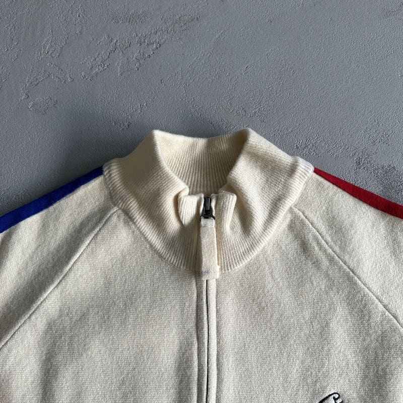 Jaqueta Corteiz Knit Zip Up Fleece Cream - HYPER LIST