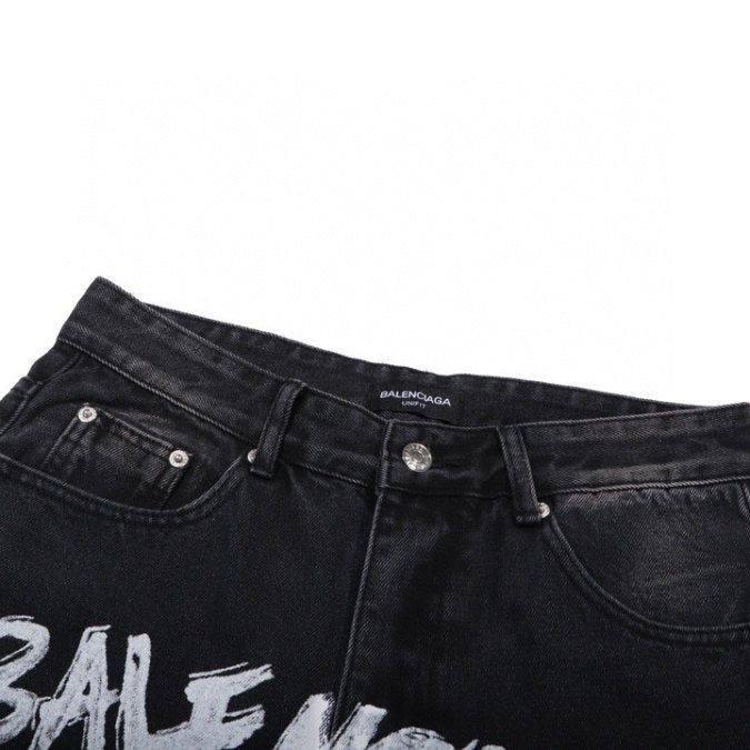 Jeans Balenciaga Paris Black Graphic Logo