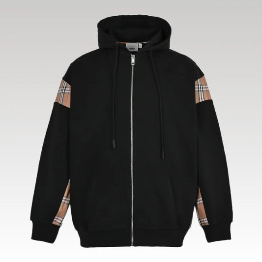 Hoodie Plaid-Detail Black Burberry BY003
