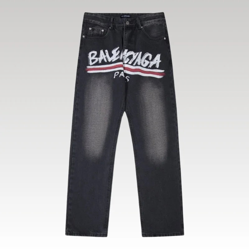 Jeans Balenciaga Paris Black Graphic Logo