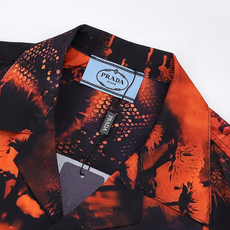 Shirt Prada Orange Black Graphic Print PD031