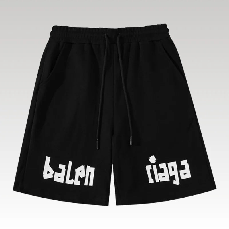 Shorts Balenciaga Balen Ciaga Print Black BL038