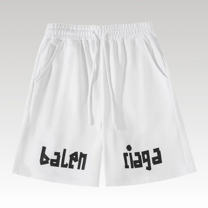 Shorts Balenciaga Balen Ciaga Print White BL037