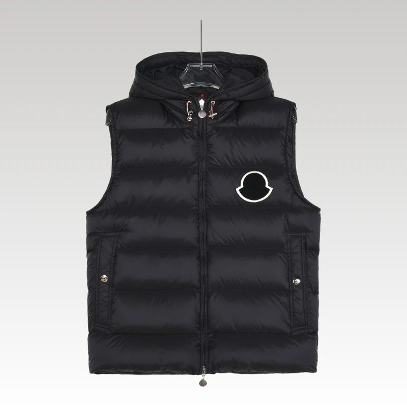 Vest Puffer Moncler Hooded Black Logo MCL011