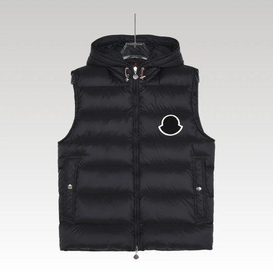 Vest Puffer Moncler Hooded Black Logo MCL011