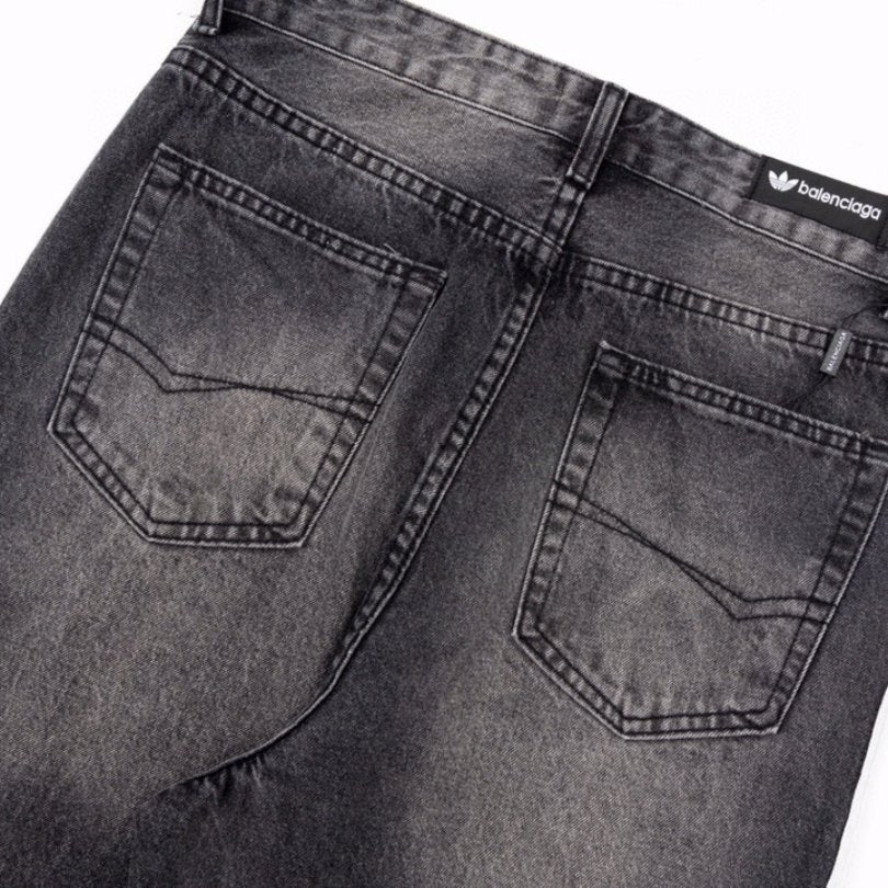 Jeans Balenciaga Striped Black Washed Denim BL032