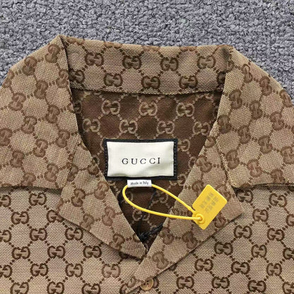 Gucci Webbing-Trimmed Brown Short Set